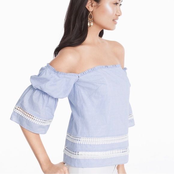 Off-the-Shoulder Cotton Dobby Top - Picture 2 of 5